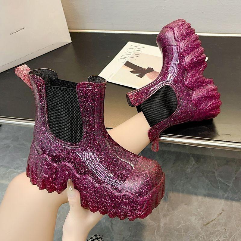 Модная весна-осень 2025 Модная платформа Увеличенные Нескользящие Ботильоны до середины бедра для женщин