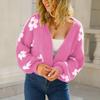 Floral Print Knitted Cardigan Jacket Women 2023 Autumn Sweet Casual Crop Sweaters Coat Winter Short Knitwear Pull Femme 28740