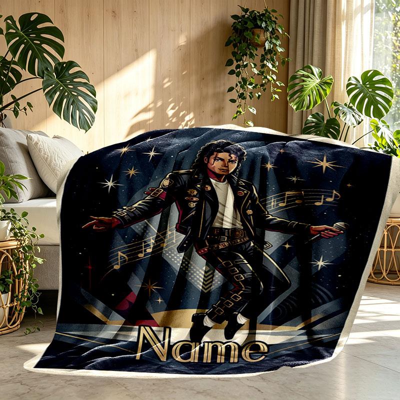 Custom Name Personalized Michael Jackson Print Blanket, Home Decor, Bedroom, Sofa, Camping, Couch, Gifts for Birthday Christmas