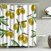 Luxurious Green Olive Pattern Shower Curtain Waterproof Home Decoration Bathroom Decorative Liner Set For Kitchen Sink Basin