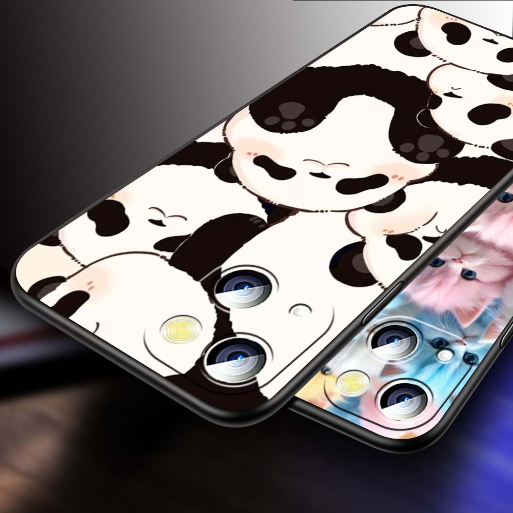 Мультяшные Животные Милый Чехол Для Телефона Для Apple iPhone 17 16 16E 15 14 13 12 11 Pro Max Plus Черный Мягкий Силикон
