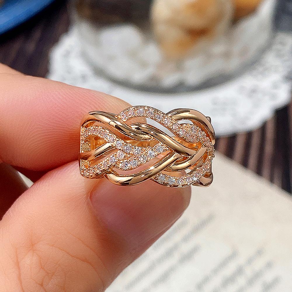 Huitan Модные Роскошные Кольца Золотого Цвета для Женщин, Инкрустированные Белым Кубическим Цирконием, Темпераментное Обручальное Кольцо для Предложения 2022 Цирконий