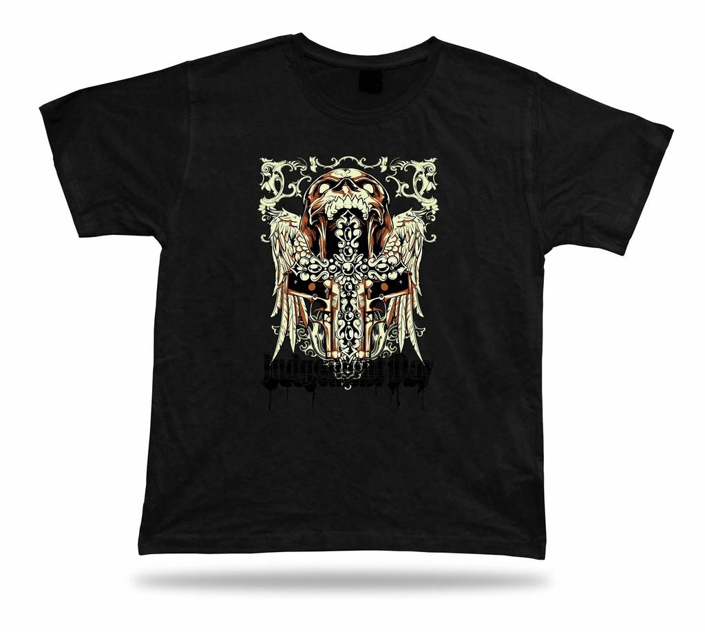 Tshirt Tee Shirt Birthday Gift Idea Judgement Day Cross Death Skull Evil Emblam