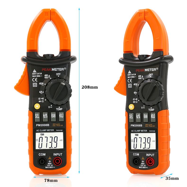 PEAKMETER PM2008A/B Цифровой мультиметр с клещами, высокоточный измеритель переменного тока, способный измерять емкость и диоды
