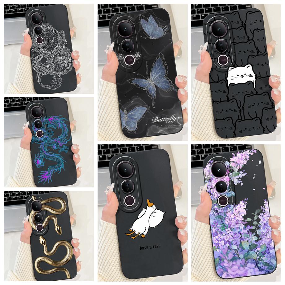 For Vivo V50 Lite 4G 5G V50 5G Phone Case Silicone Soft Back Cover For Vivo V2441 V2427 Bumper Dragon Cat Flower Butterfly Capa