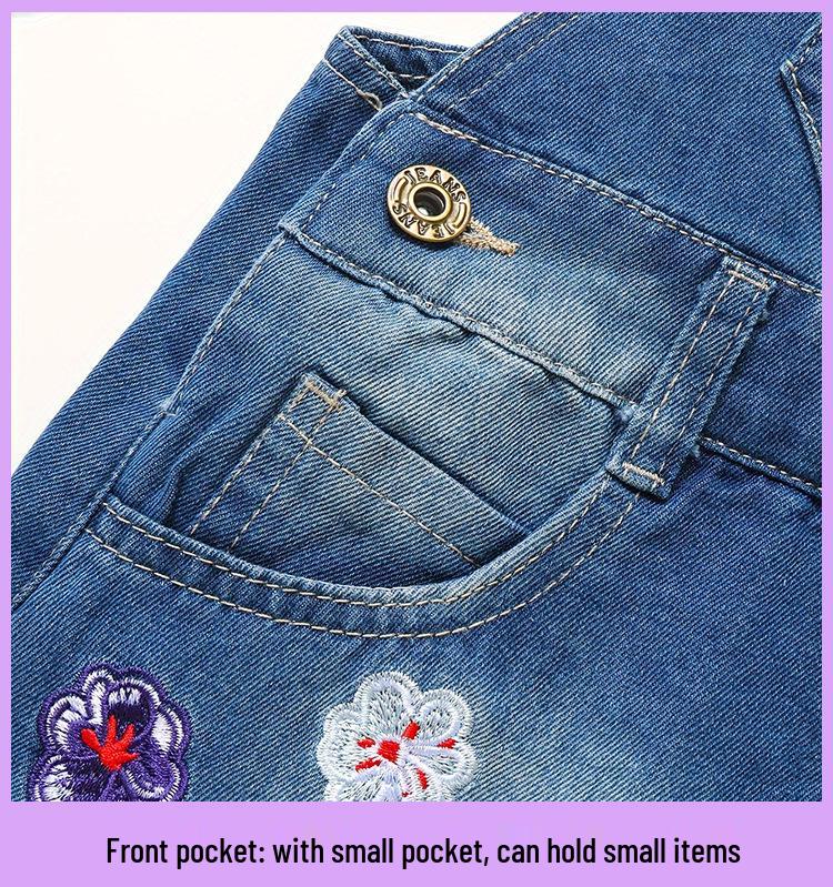 Осеннее джинсовое платье-комбинезон для девочек - Модный европейский и американский стиль для детей
