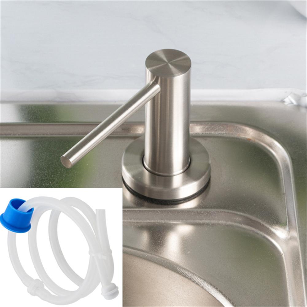 Диспенсер для мыла из нержавеющей стали для кухонной мойки, черный дозатор из АБС-пластика, дозаторы для моющего средства, жидкого мыла, лосьона, встроенная конструкция