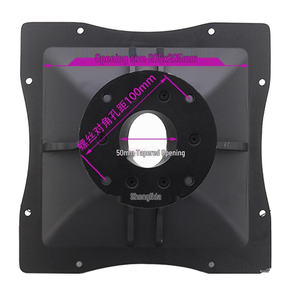 Recessed Edge Aluminum Speaker Horn, Audio RC 250x250mm, 100 Core, 50mm Throat