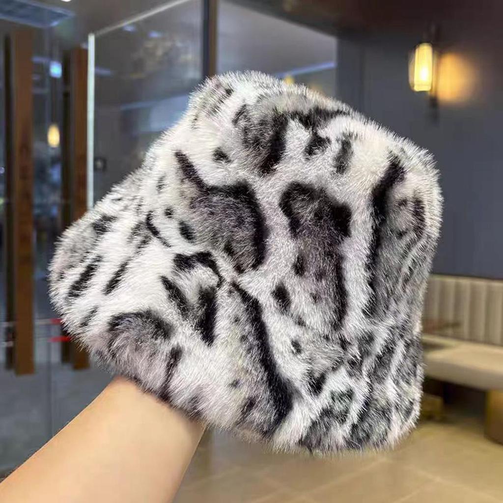 Винтажная леопардовая плюшевая панама для женщин с широкими полями, зимняя теплая пушистая меховая шапка-рыбачка, женская уличная ветрозащитная шляпа-ведро
