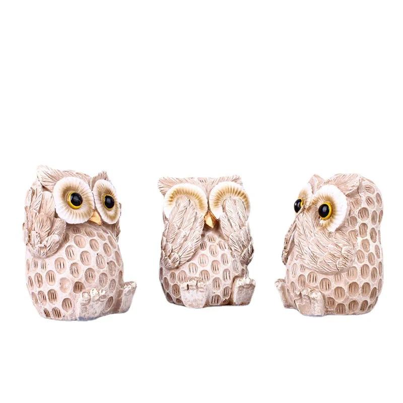 3pcs/sets Cute Owl Ornaments Wine Cabinet Living Room Desk Home Desk Decoration Resin Crafts 2024 New Decorative Figurines