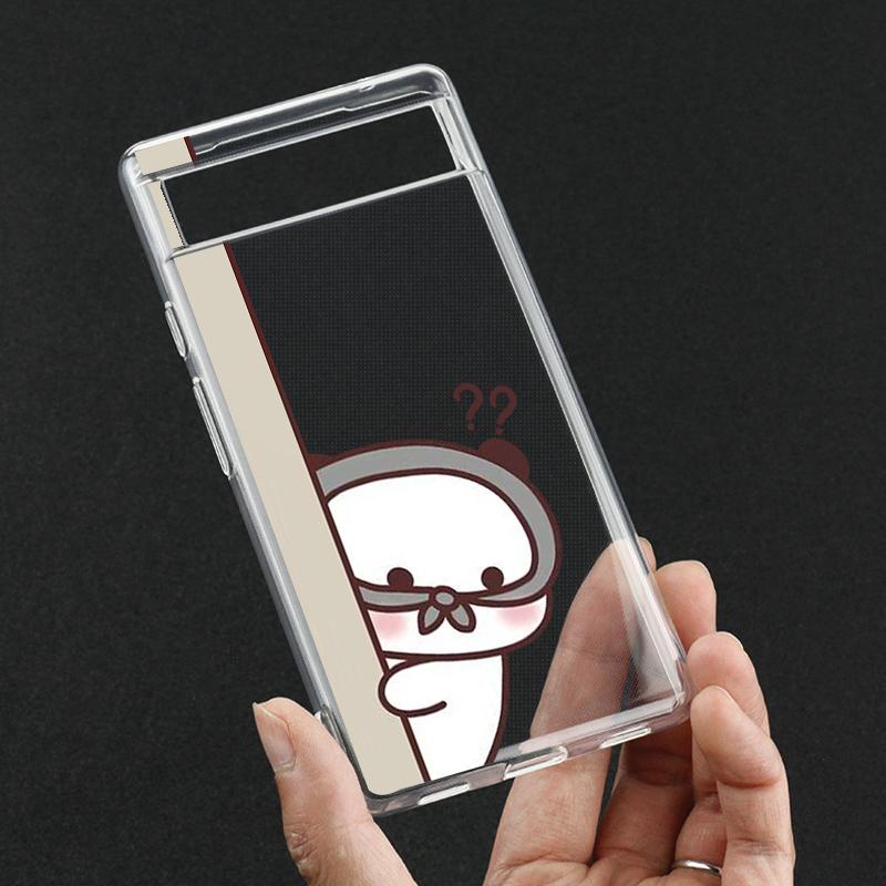 Cute Panda Bear Couple Paired Phone Case for Google Pixel 9 Pro XL 8A 7A  6A 6 7 8 Pro 5G Soft Transaprent Cover Fundas Coque
