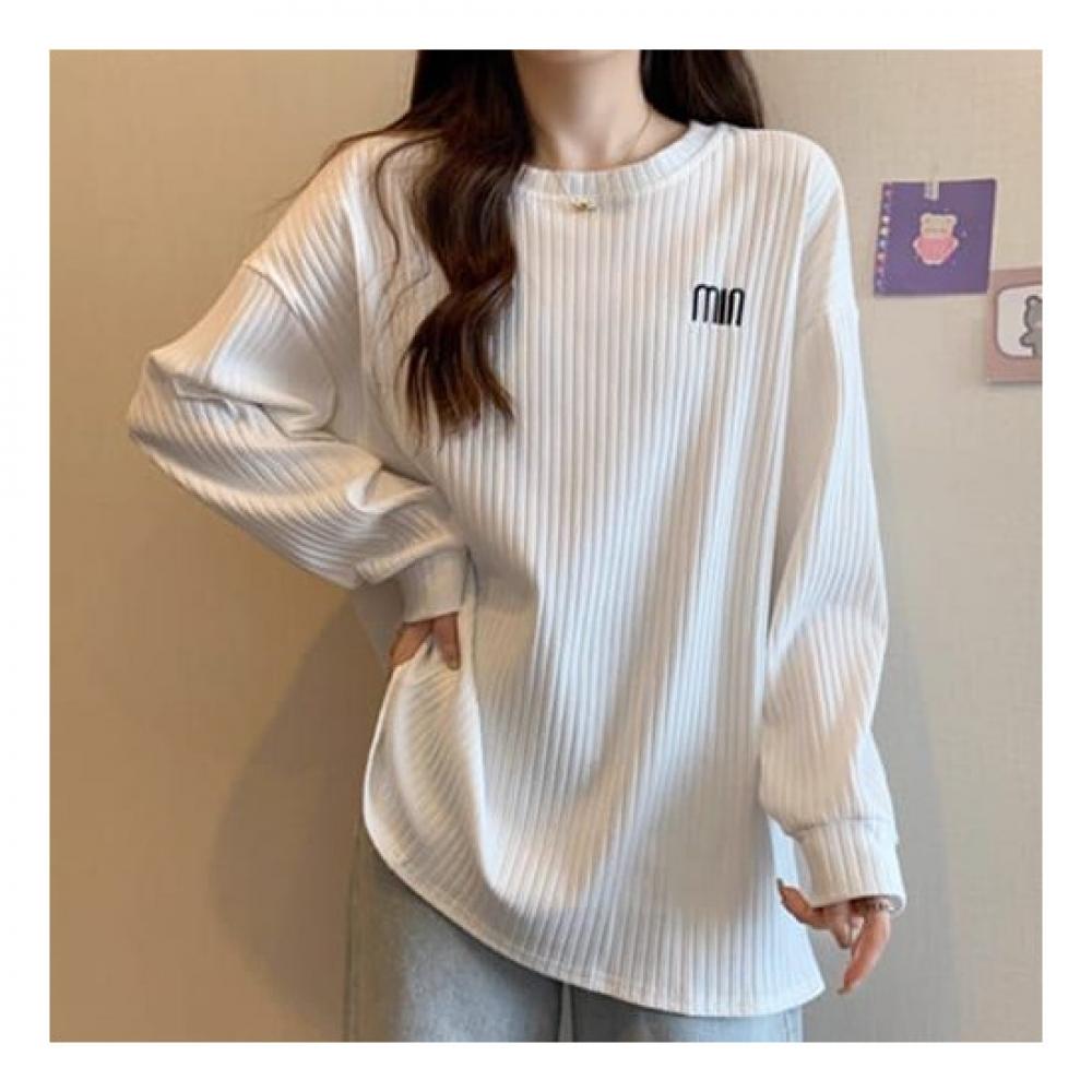 Navava Loose FiT Rib Long Sleeve Round Neck T shirT nT1440