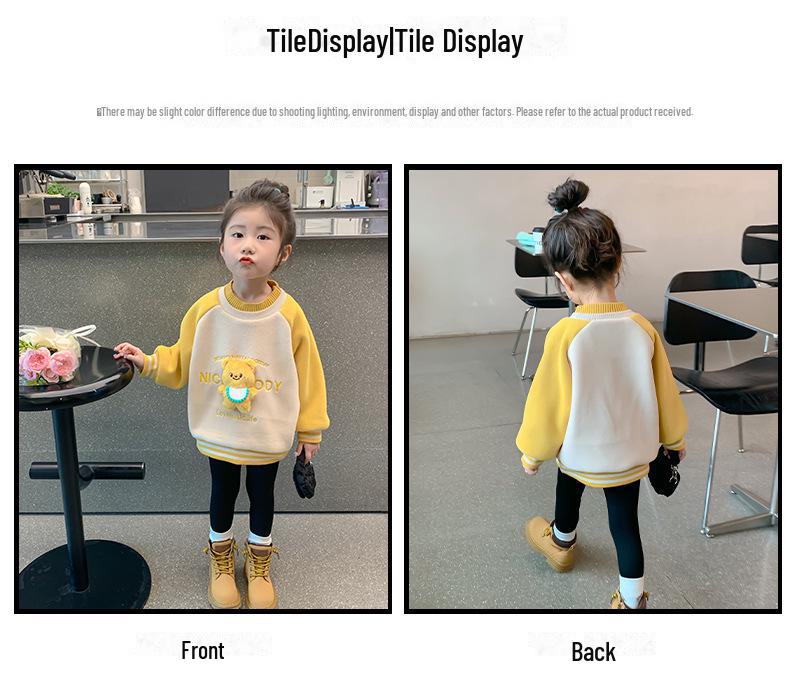 Стильная толстовка Plus Velvet для девочек - Коллекция уличной моды Осень/Зима 2024