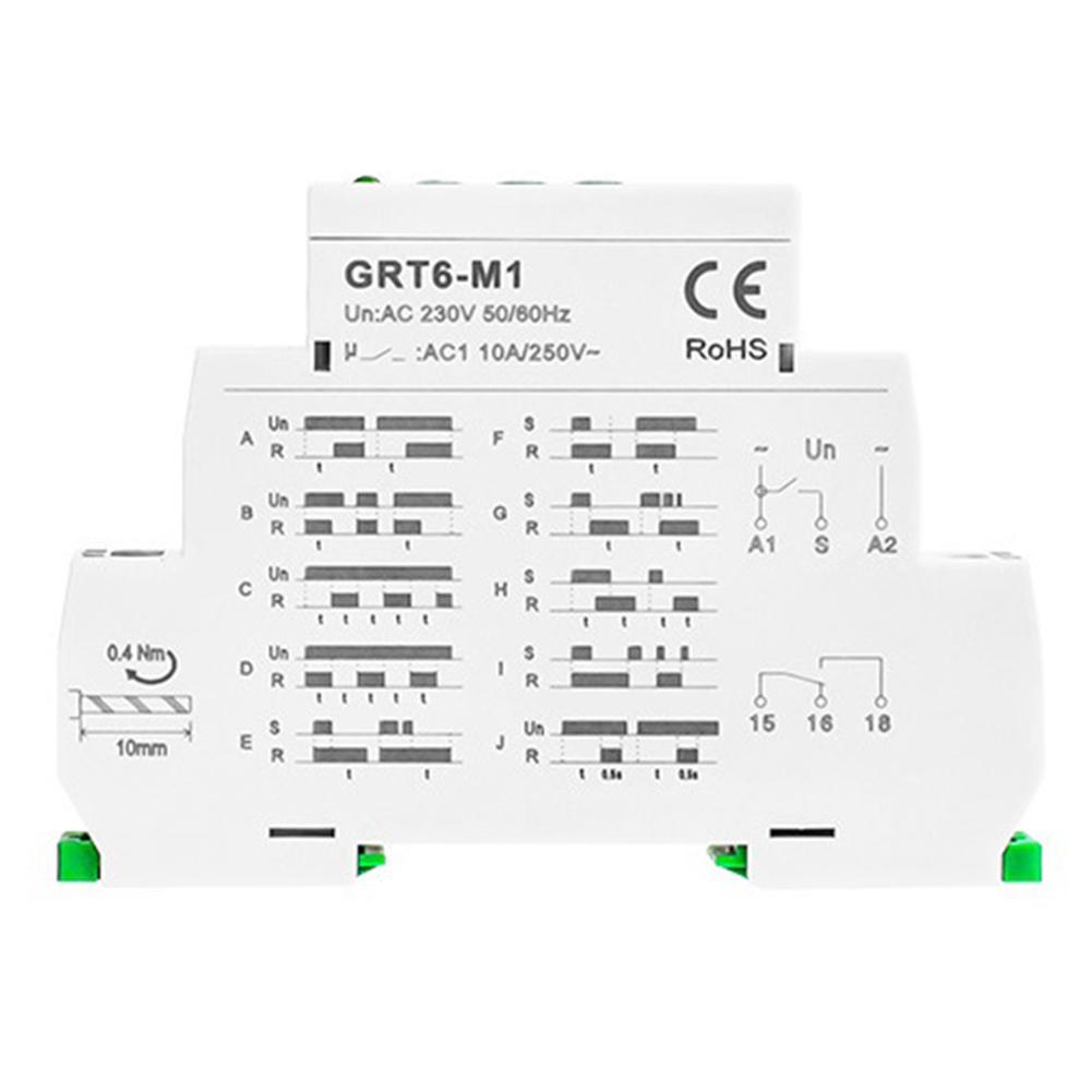 Многофункциональное реле времени GRT6-M1 0,1 с - 10 дней Регулируемая задержка выключения 1НО+1НЗ Монтаж на DIN-рейку Для панели управления промышленной автоматизацией