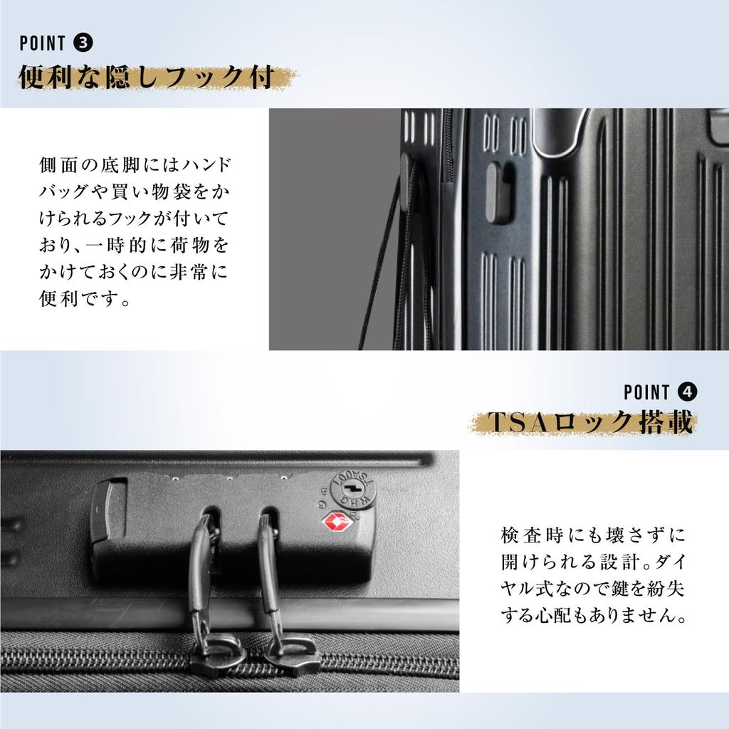 Чехол для переноски с USB-портом, сумка для переноски с чашкой, скрытый крючок, зарядка, двойной, 360 градусов, для деловых поездок, размер S [GURAMU] Чемодан, порт для ручной клади, держатель, функция,