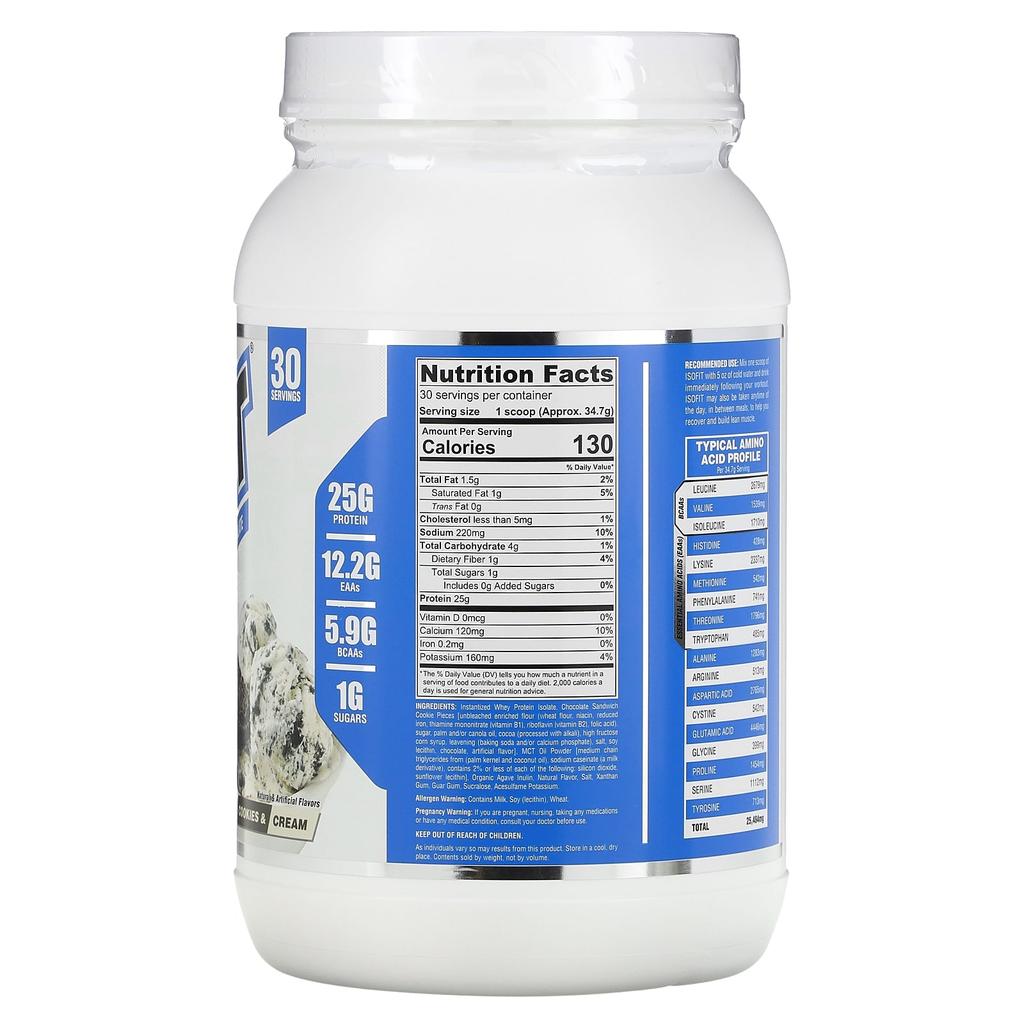 Nutrex Research IsoFit, Premium Isolated Dessert, Cookies and Cream, 2.3 Lb (1,041 G)