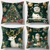 Festive Christmas & New Year Pillowcases: Snowman, Santa, Deer, and Joy Designs Sofa Cushion Cover New Year Home Room Decoration