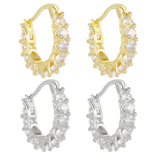 1 пара женских сережек-обручей с кубическим цирконием во французском стиле, маленькие круглые серьги-кольца