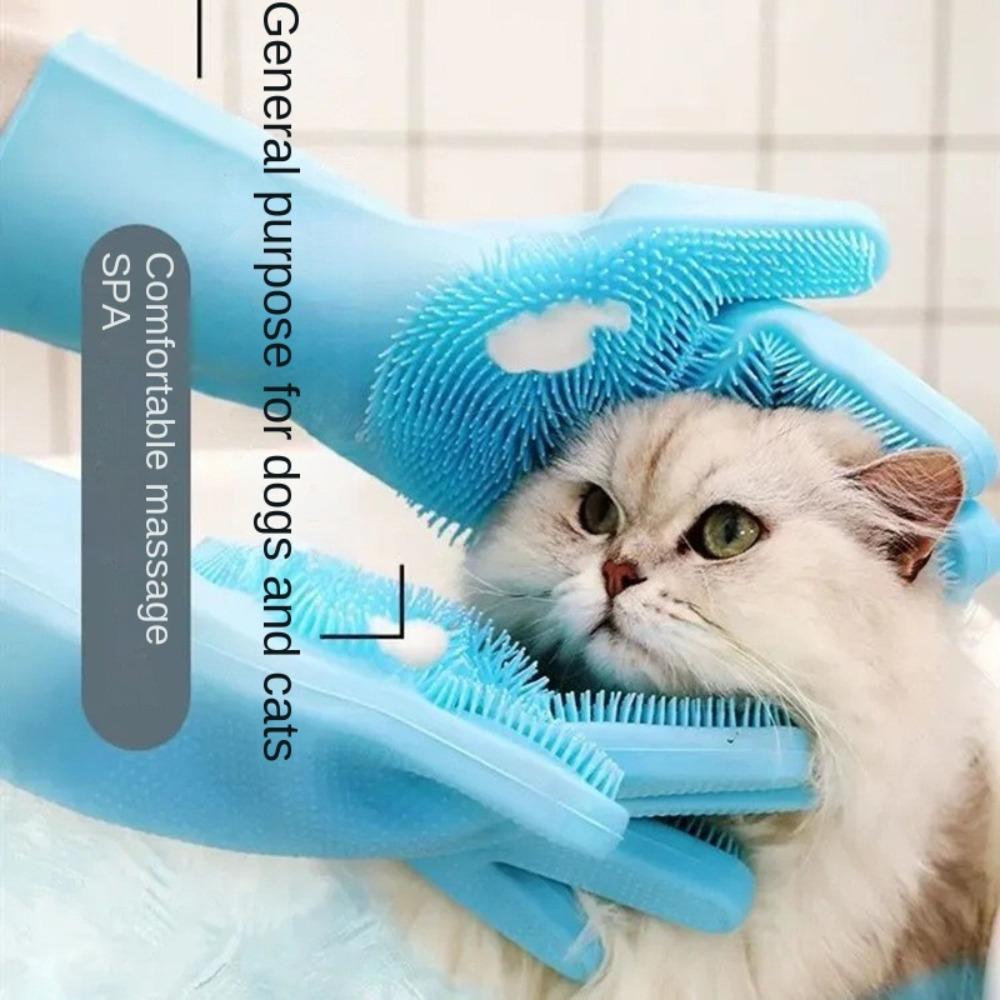 1 Pair Cleaning Tools Rubber Comb Gloves Silicone Pet Grooming Glove  Bathroom