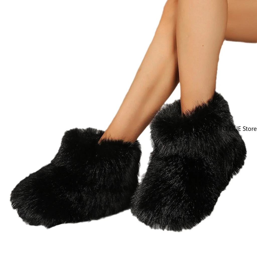 Зимние женские ботинки на пушистом искусственном лисьем меху, женские плюшевые теплые зимние ботинки, роскошная обувь для девочек, ботинки на меховом меху, модная зимняя обувь