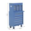Workshop Trolley with Tool Box, Empty Lockable Tool Cart with Drawers, Tool Compartment, Keys and Non-Slip Mats, Blue