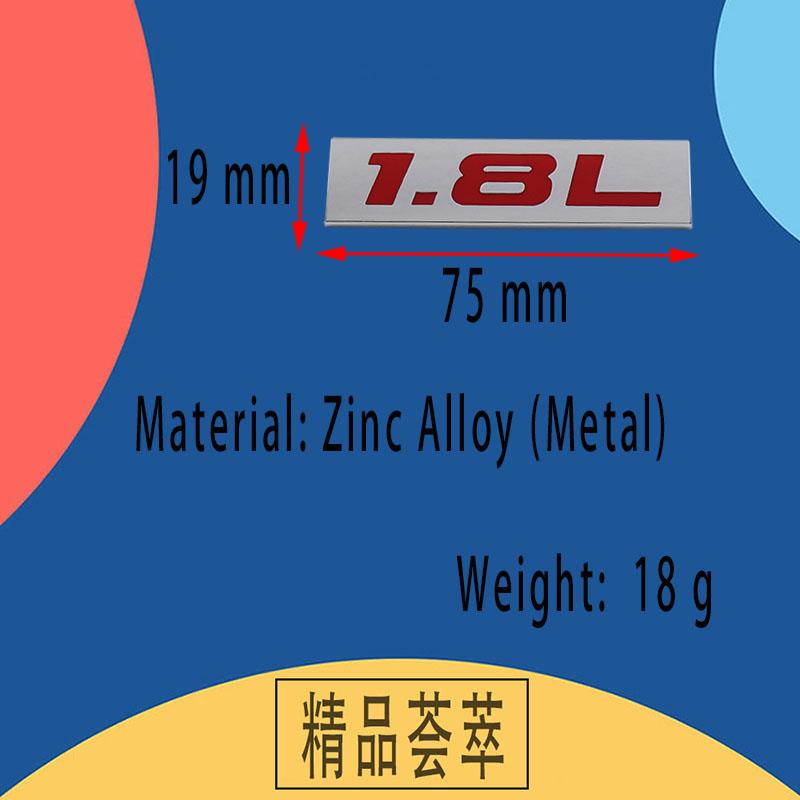 Premium 1.8L 1.8 L for Universal car Engine Hood Fender trunk Tail Rear Bonnet Nameplate Decal Emblem Badge Sticker