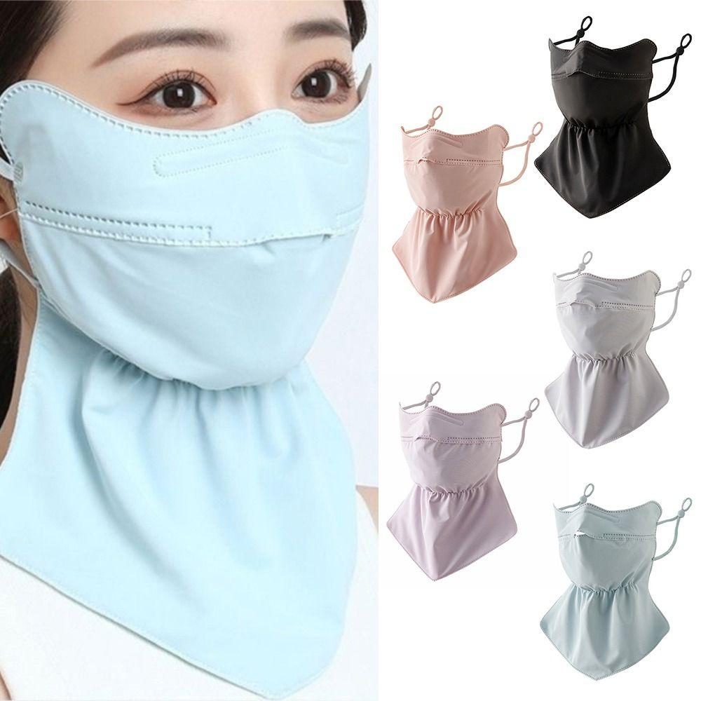 Fashion Quick Drying Ice Silk Mask Breathable Hanging Ear Sun Protection Mask Solid Color Anti-UV Mask Scarf Women