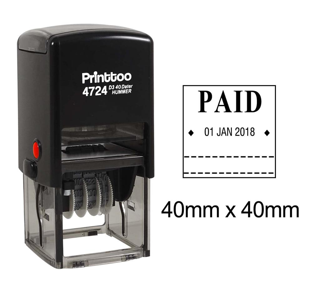 Printtoo Office Stationery Dater Stamp With Paid Text Self Inking Document Date Rubber