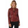 Women's Dark Red Leather Jacket Genuine Lambskin Real Biker Motorcycle Slim Fit Coat