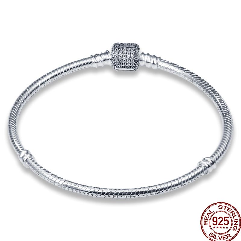 925 Silver 17-20CM Heart Pave Zirconia Original Bracelets Infinity Bracelet Fit DIY Charms Bead Birthday Jewelry Gifts Hot Sale