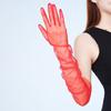 Изысканные длинные тюлевые перчатки до локтя 55 см свадебные перчатки ультратонкие эластичные митенки с полными пальцами для оперы вечеринки концерта
