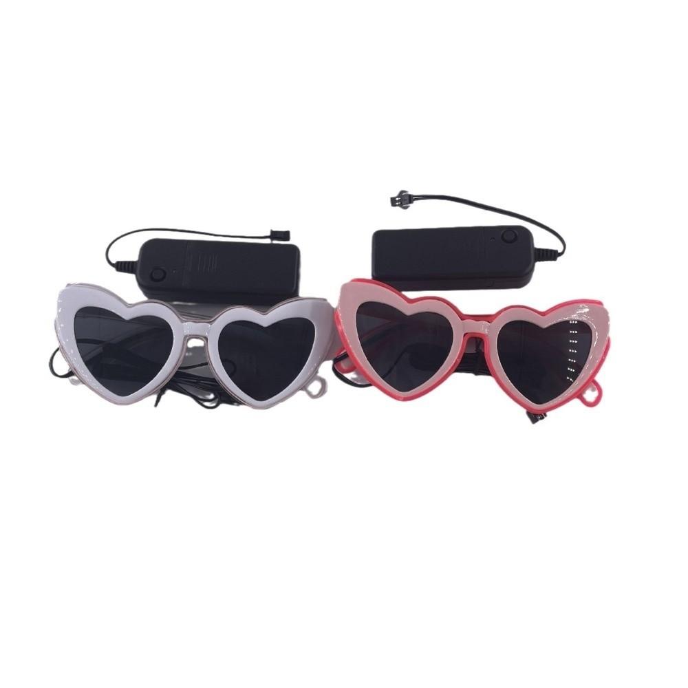 Heart Shaped LED Glasses Square Neon Glasses Surprise Just Married Glasses Dark