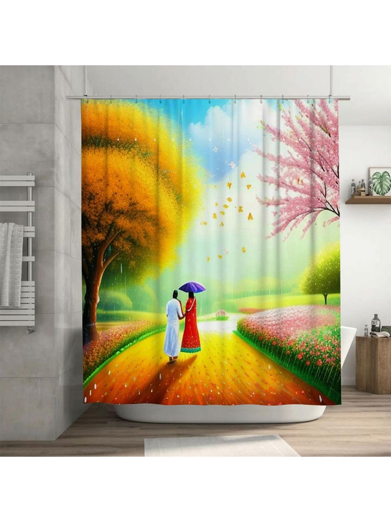 Romantic Walk in Spring Shower Curtain | Artistic Bathroom Decor