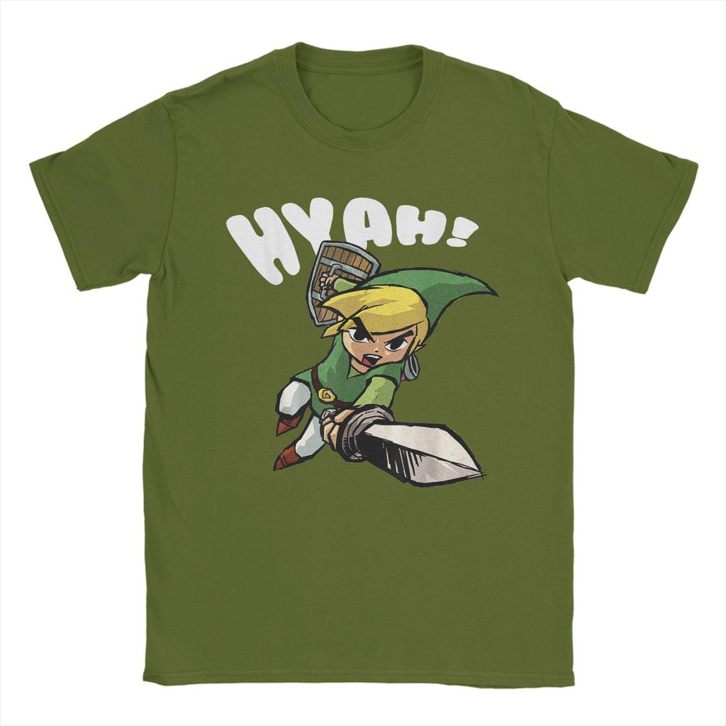 Zeldas Link Hyah Poster T Shirts Unisexs  Pure Cotton Novelty TShirts Round Collar  Tees Short Sleeve Tops Gift Idea