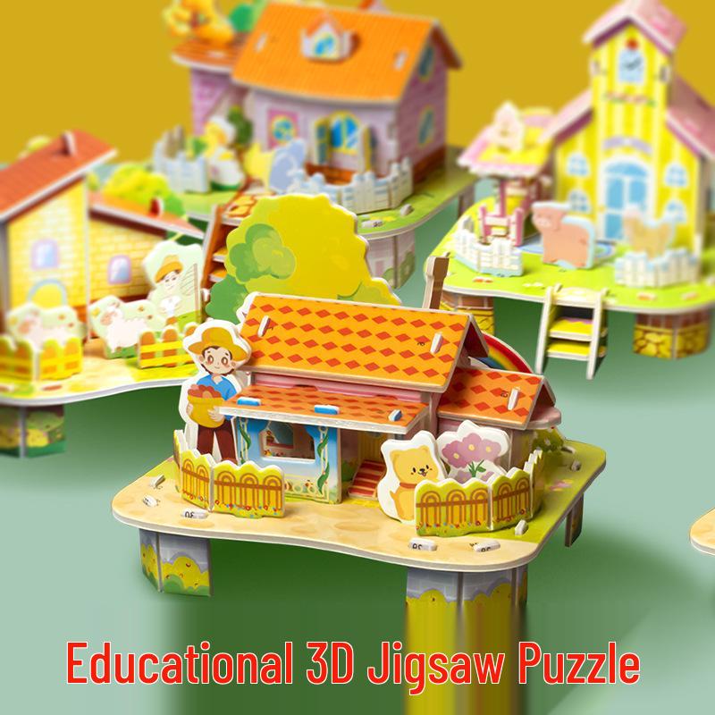 3D Стереоскопический Домик-Пазл DIY для Детей 3-6 лет - Образовательная Бумажная Поделка