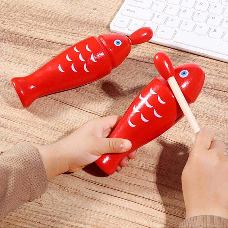 Wooden Fish Children Music Toys Wooden Orff Percussion Instrument Music Equipment Single Sound Tube Two Tone WoodBlocker TMZ