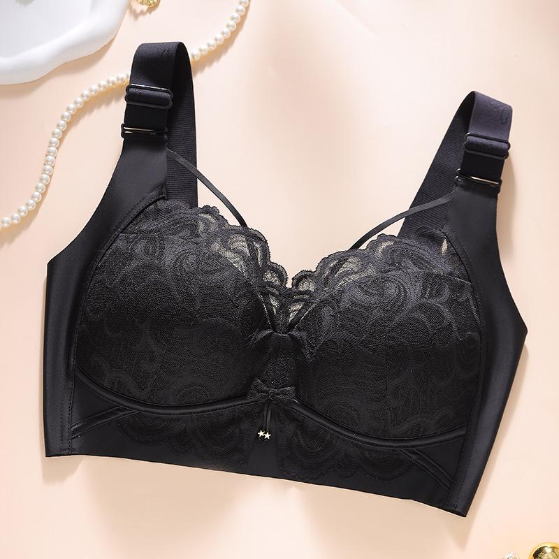 Бюстгальтер большого размера Женский кружевной тонкий бюстгальтер с полной чашкой без косточек, с эффектом пуш-ап