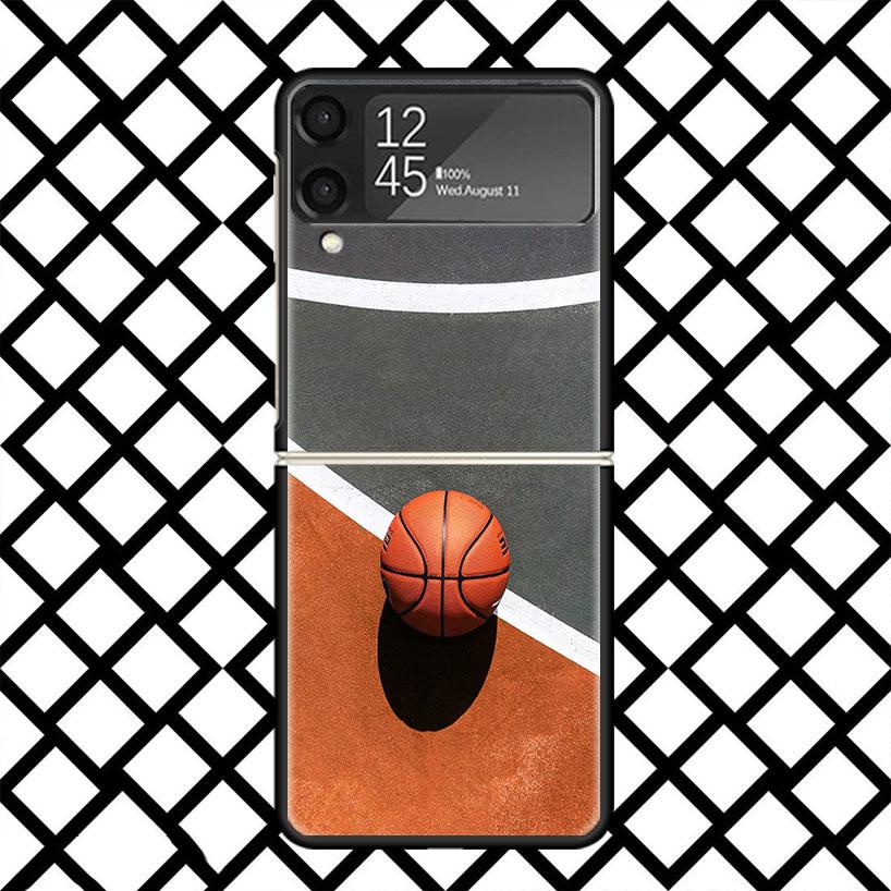 Basketball Basket Sports Phone Case For Samsung Z Flip 7 6 5 4 3 Galaxy ZFLIP7 ZFlip6 5G Flip5 Flip4 Flip3 5g Black Hard Cover
