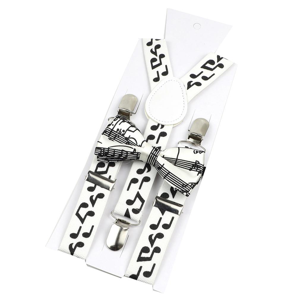 New Design Parent-Child Musical Suspender Set Include Stave Rainbow Bowtie For Party Dress Shirt Daily Wear Accessory Gift