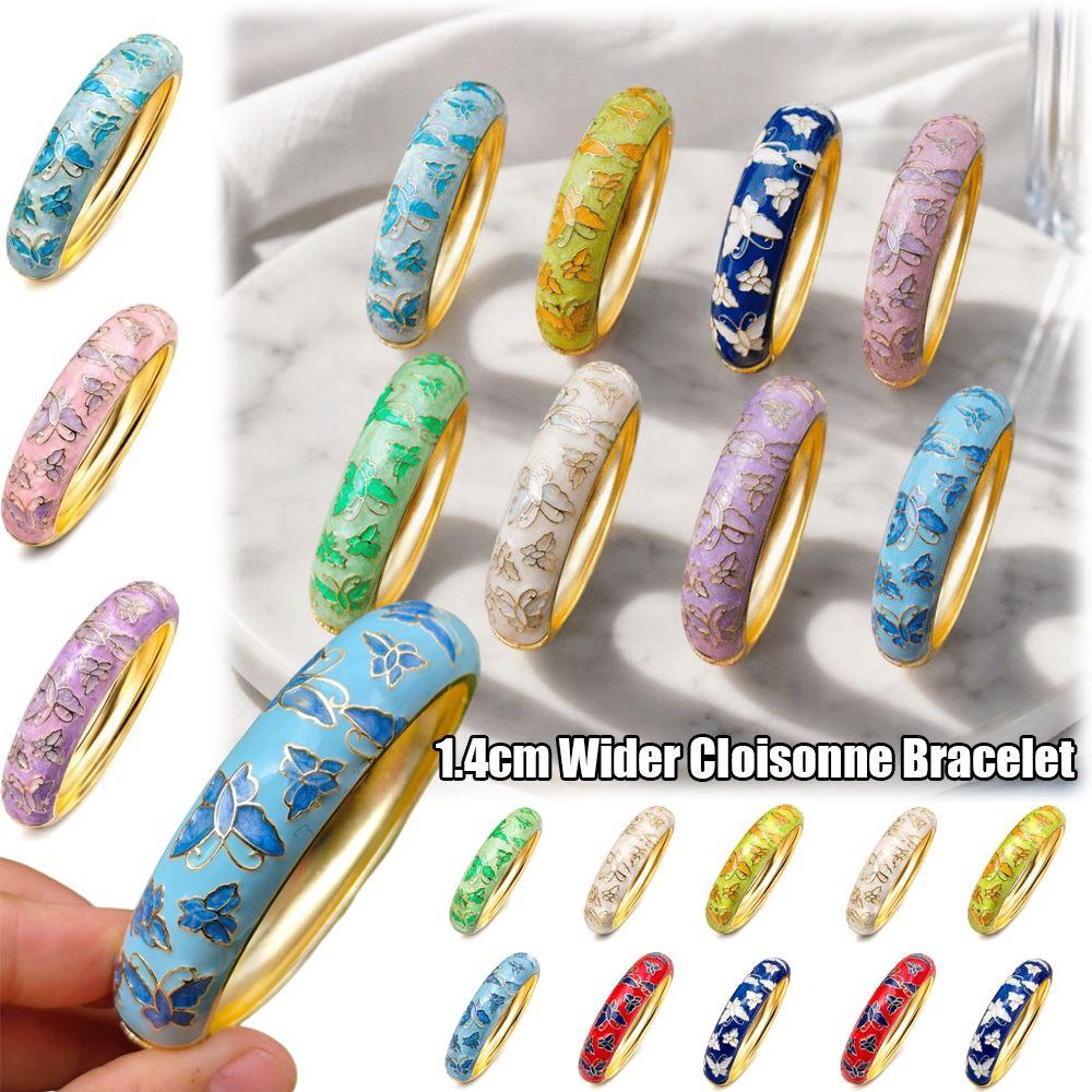 1.4cm Cloisonne Bracelet Enamel Colored Oil Drip Enamel Bracelet Gifts for Women Girl