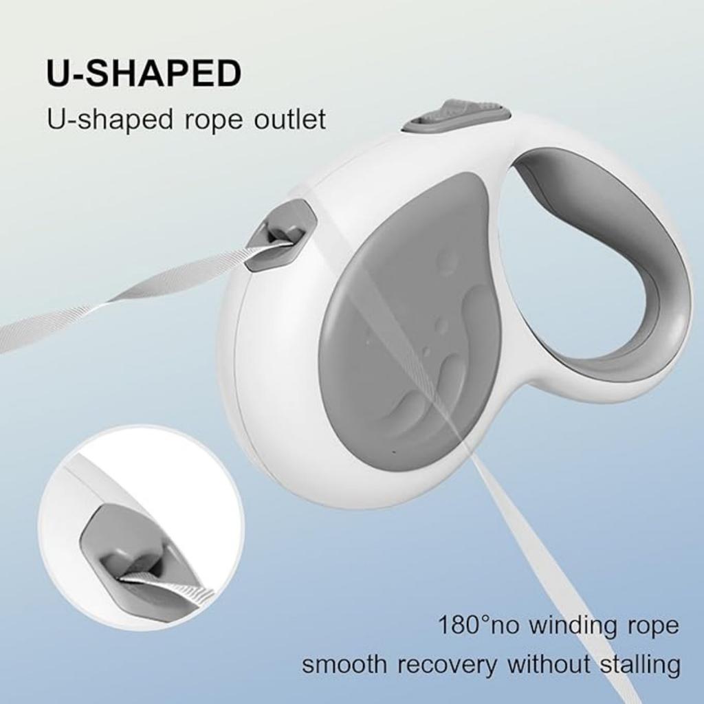 Retractable Dog Leash 5m Heavy Duty Nylon Tape 360° Tangle Free Dog Walking Leash One Touch Quick-Lock Braking Non-Slip Handle for All-Sized Dogs