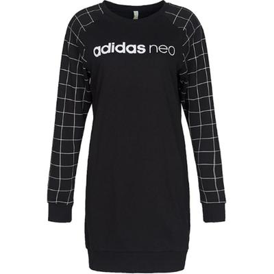 Neo Long Sleeve Sweat Dress Casual Comfortable Soft Short Dress Women Dresses Black CD3981