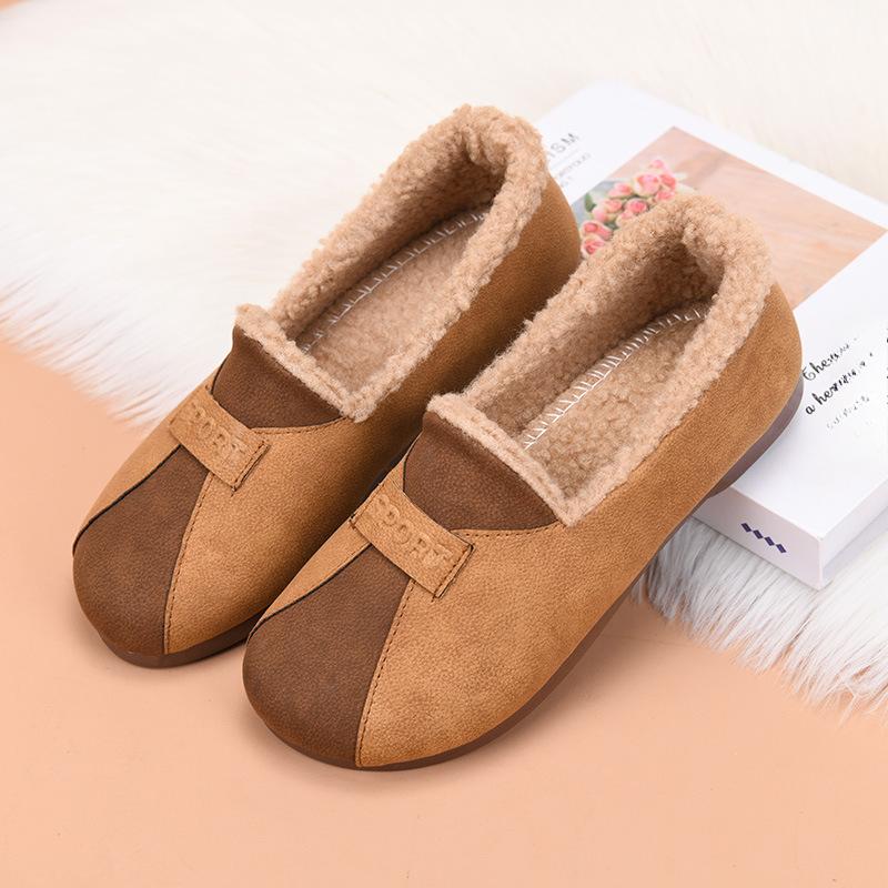 Модные слипоны в форме боба, повседневные, с флисом и утолщенным хлопком