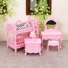 Doll Mansion Furniture Set Miniature Dressing Table Bunk Bed Bedside Table Dolls Bedroom Accessories for Kids Pretend Play