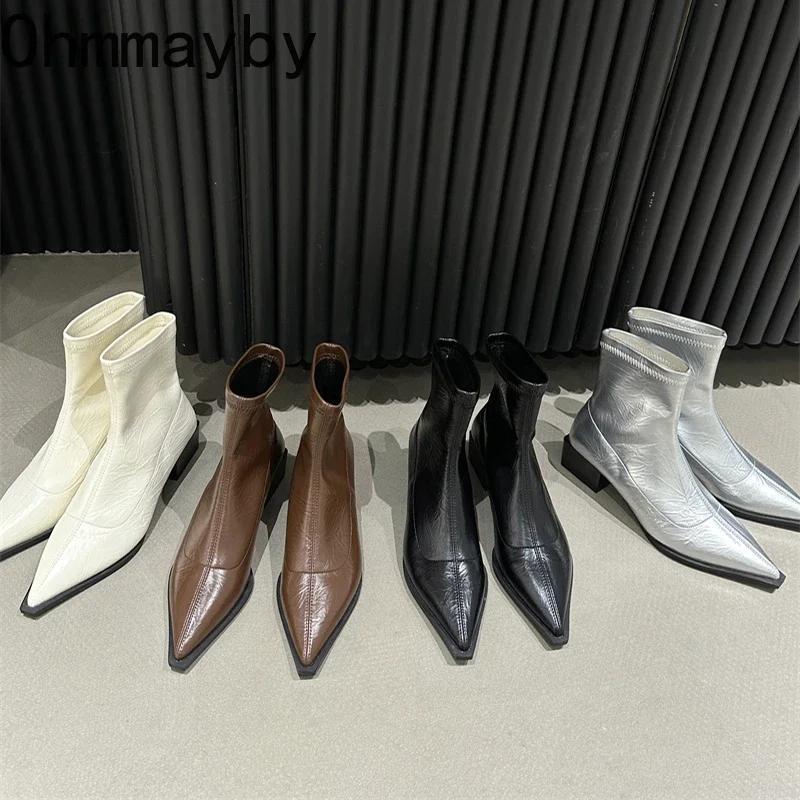 Fashion Autumn Women Ankle Boots Shoes Fashion Pointed Toe Ladies Short Boot Square Low Heel Casual Winter Women's Footwear