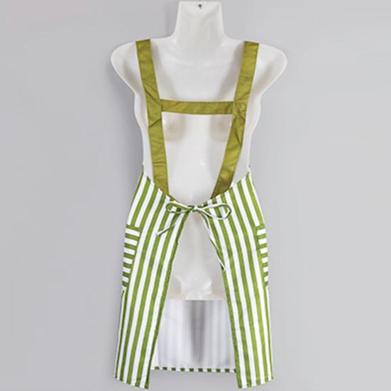 Кухонный фартук с двойными карманами на спине, маслостойкий полиэстер, хлопок, полосатый узор, водонепроницаемый фартук для мужчин и женщин