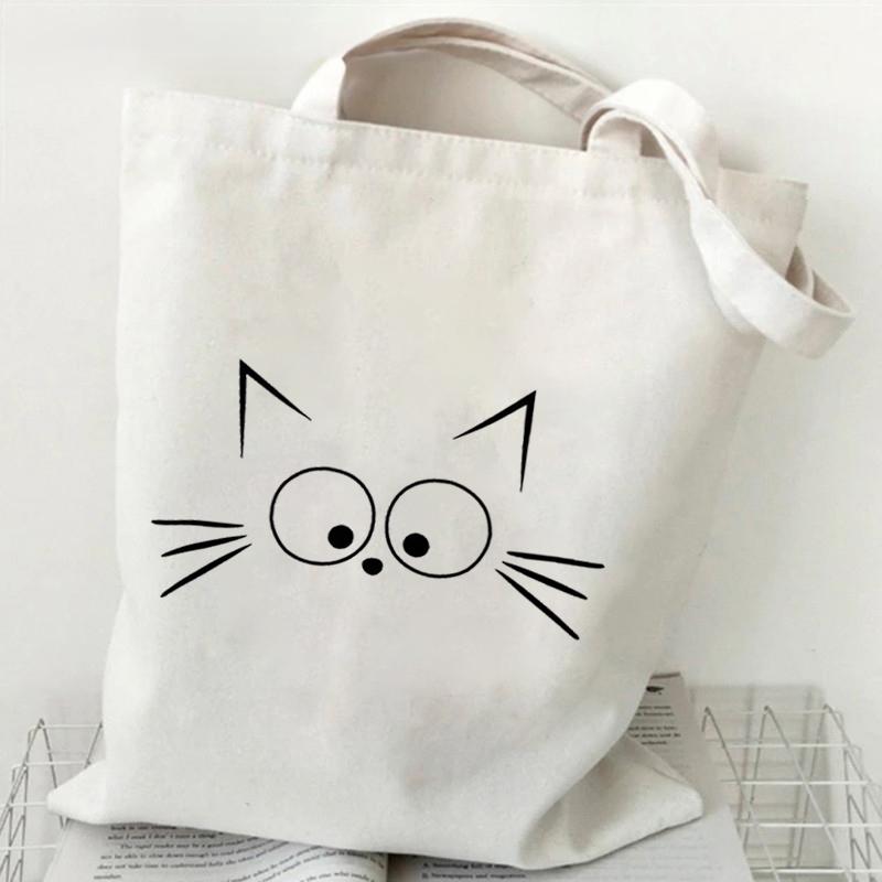 Милая холщовая сумка-тоут с изображением кота-единорога для студентов, сумка для покупок с изображением животных из мультфильмов, женская модная сумка с изображением животных, боковая сумка для женщин