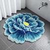 Fuzzy Floral Floor Mat Plush Peony Bath Rug with Anti Slip Backing Washable Flower Shaped Living Room Rug for Bathroom Nursery Bedroom Kitchen