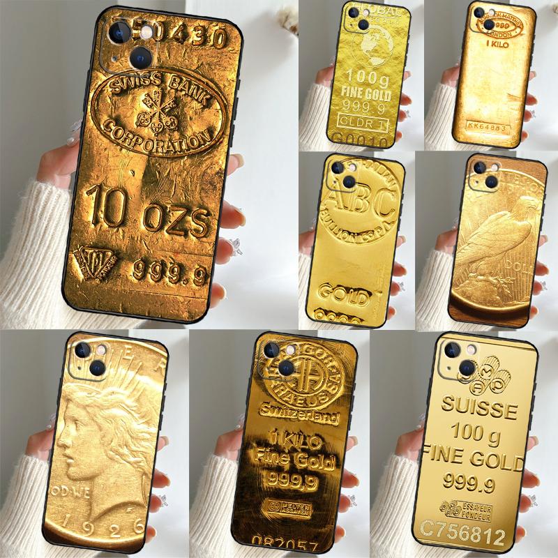 Switzerland Fine Gold Phone Case For iPhone 16 14 13 12 11 15 17 Pro Max 15 16 Plus 13 Mini 16e 17 Air Funda Cover