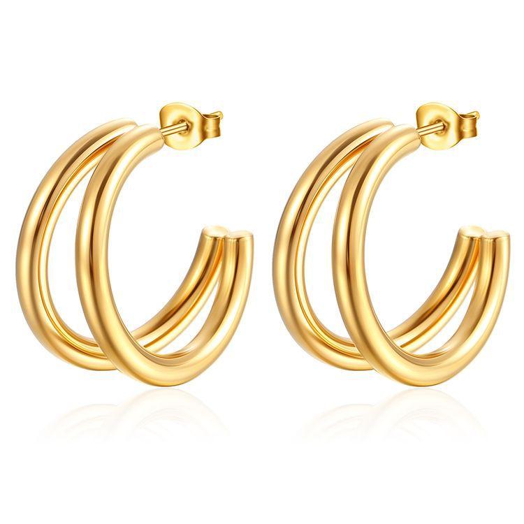 European and American Temperament Earrings Light Luxury Cold Wind Titanium Steel Ear Buckle Geometric Fashion Trend Stainless Steel Women's Earrings